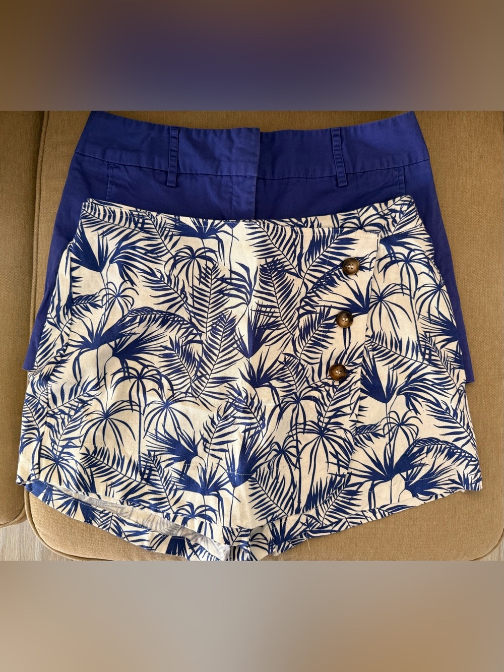 Daisy Fuentes Blue Short and Blue and White Palm Skort.
